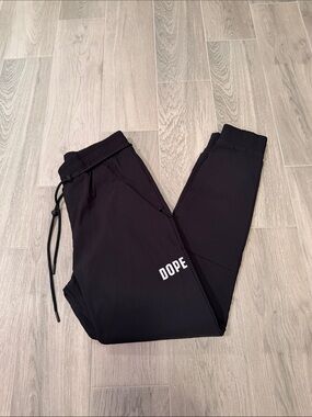 DOPE Men’s Black Joggers with White Logo Size XS